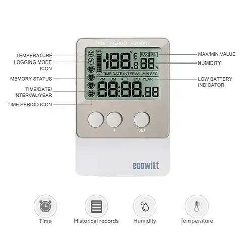 Ecowitt DS102 USB Temperature & Humidity Data Logger_weatherspares_co_uk