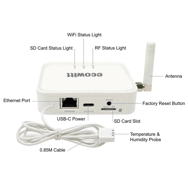 Ecowitt GW3000 WiFi or Wired Gateway with SD Card Slot_weatherspares_co_uk