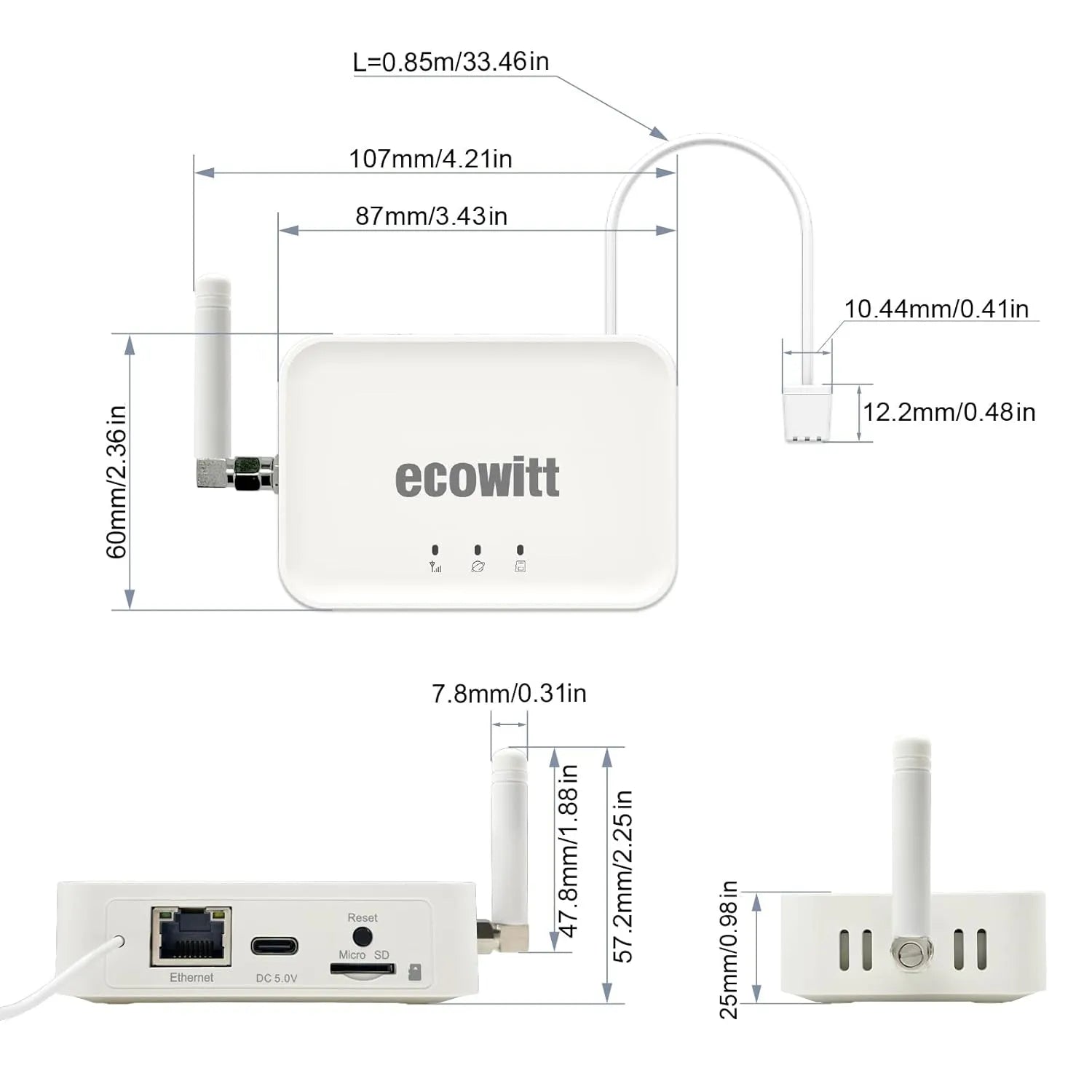 Ecowitt GW3000 WiFi or Wired Gateway with SD Card Slot_weatherspares_co_uk