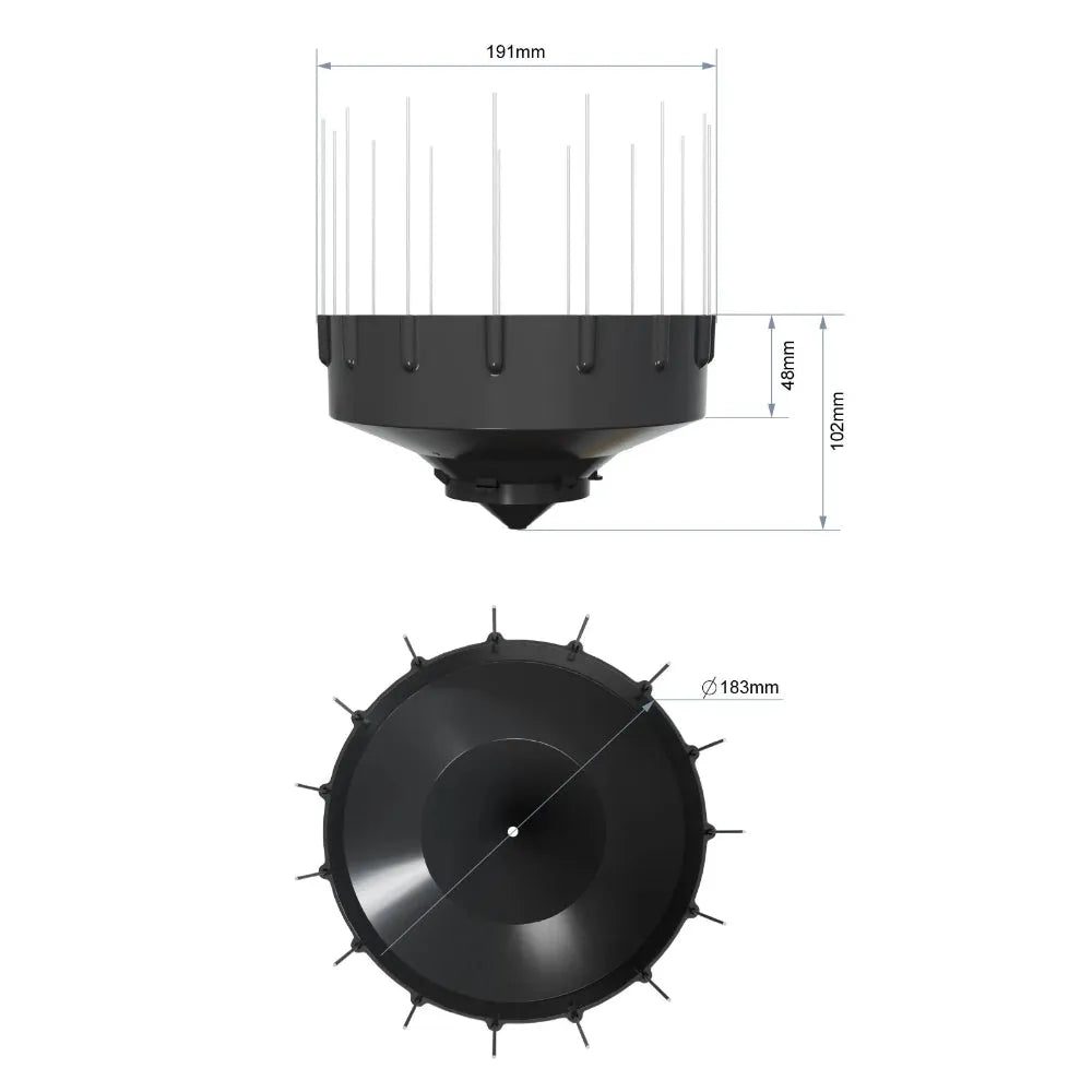 Heightened Rain Funnel with Bird Spikes for WH40 & Others_weatherspares_co_uk