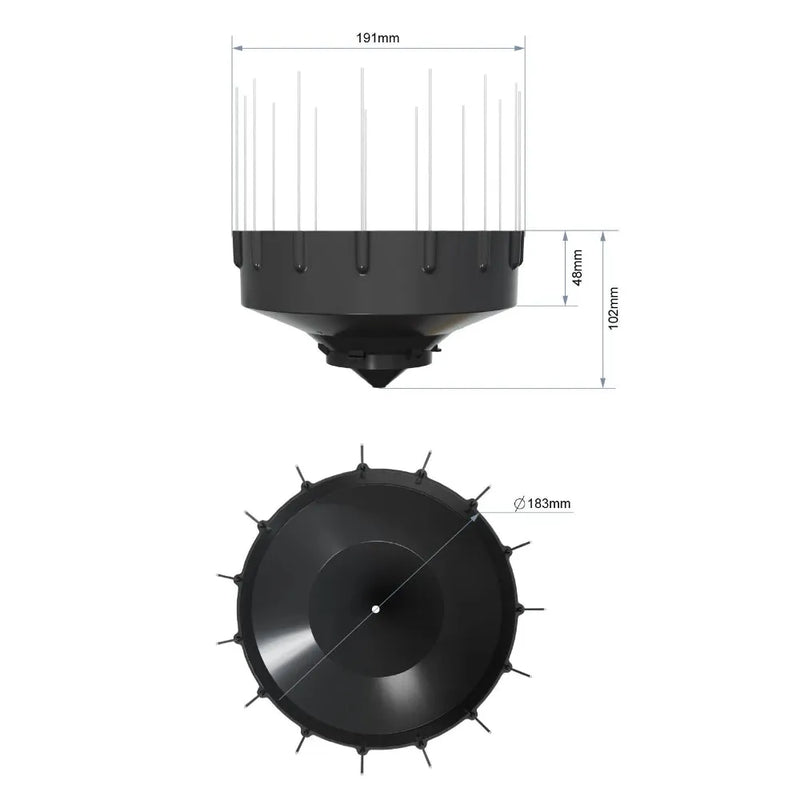 Heightened Rain Funnel with Bird Spikes for WH40 & Others_weatherspares_co_uk