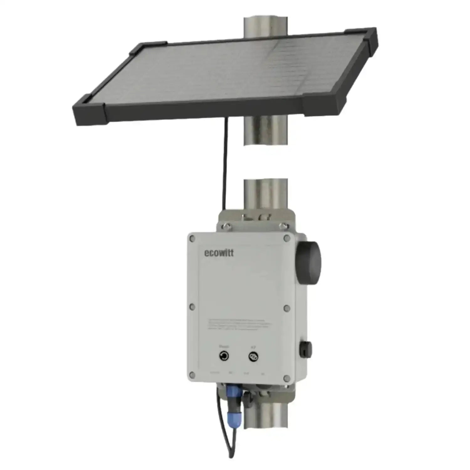 Ecowitt WS6210 4G Mobile Gateway, a device for monitoring micro-climate change with a solar panel on top and various ports and buttons visible on the front panel.